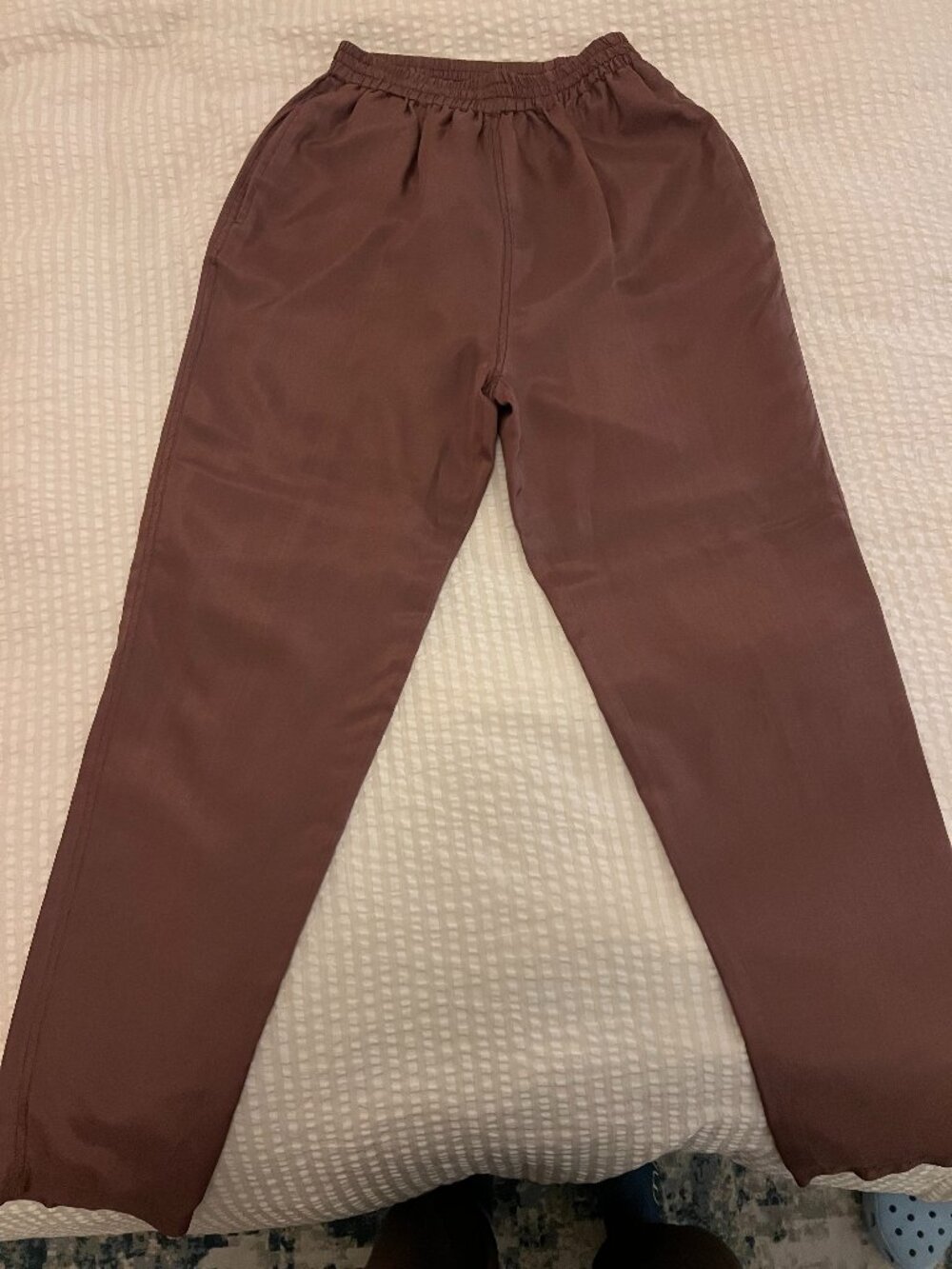 Vintage 100% Silk Tapered 'Carrot Fit' Trousers in Milk Chocolate - Stunt Sports
